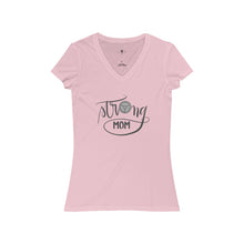 Load image into Gallery viewer, Women's Jersey Short Sleeve V-Neck Tee: strong mom