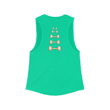 Load image into Gallery viewer, Women's Flowy Scoop Muscle Tank: dumbbell progression