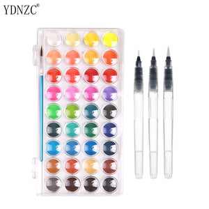 High Quality Solid Watercolor Paint With Wooden Pole Brush Pen Set Portable Water Brush Gouache Pigments School Art Stationery