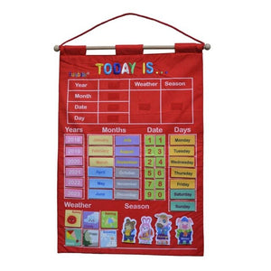 Fabric Calendar Learning Chart Crafts with Weather Season Months Week Date Letters - For Kids Early Education