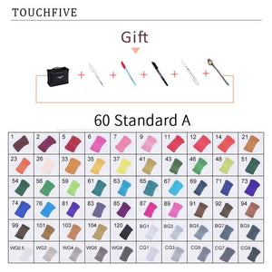 TouchFIVE 30/40/60/80/168 Color Markers Set Manga Drawing Markers Pen Alcohol Based Sketch Felt-Tip Twin Brush Pen Art Supplies
