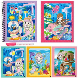 Montessori Magic Water Drawing Book Coloring Book Doodle Magic Pen Painting Drawing Board For Kids Toys Birthday Gift