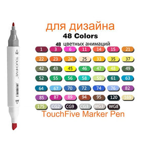 TouchFive Markers 12/80/168 Color Sketch Art Marker Pen Double Tips  Alcoholic Pens For Artist Manga Markers Art Supplies School