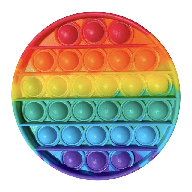 Rainbow Push Pop It Fidget Toy Anxiety Relieve Stress Bubble Sensory Stress Reliever